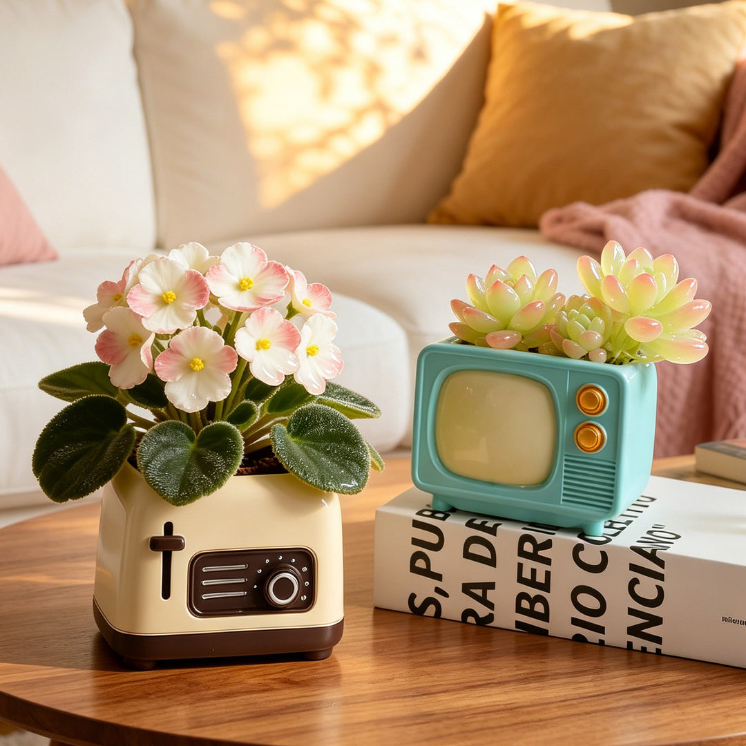 Vintage flower pot, retro design, without plant