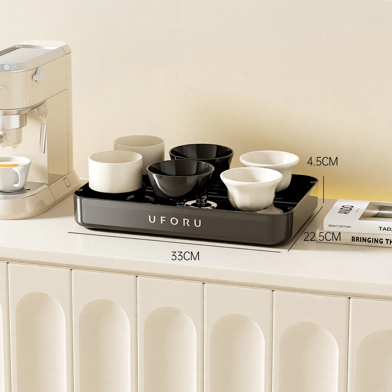 Table top for cups with drip tray, multilayer