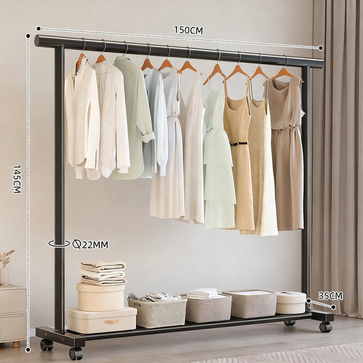 Standard clothing rack made of carbon steel, mobile