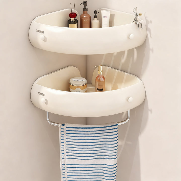Corner shelf for bathroom, aluminum, no drilling