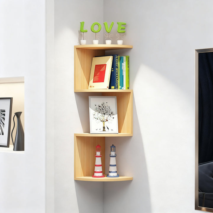 Corner shelf triangular, artificial wood, various sizes
