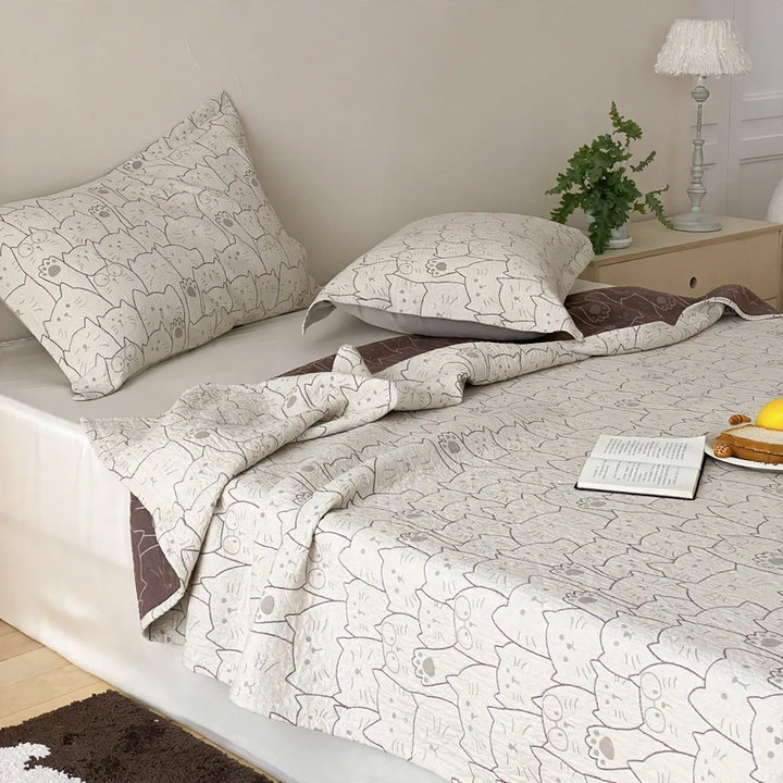 Cotton bedspread 3-piece, gauze fabric