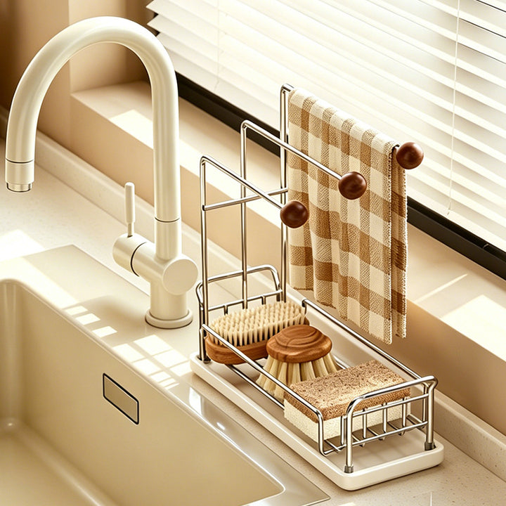 Kitchen drying rack for towels and sponges