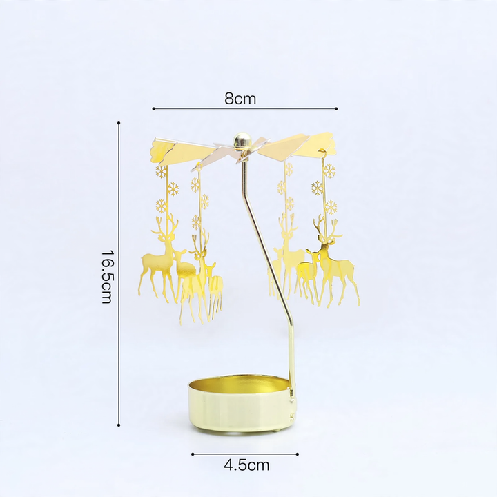 Rotating metal candle holder with scented candle