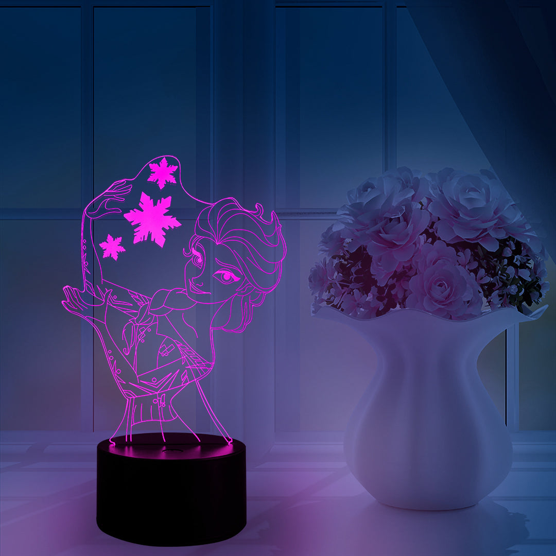 3D night light with acrylic shade, 7 colors LED