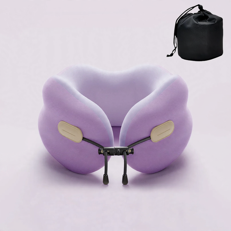 Memory foam neck support pillow with storage bag