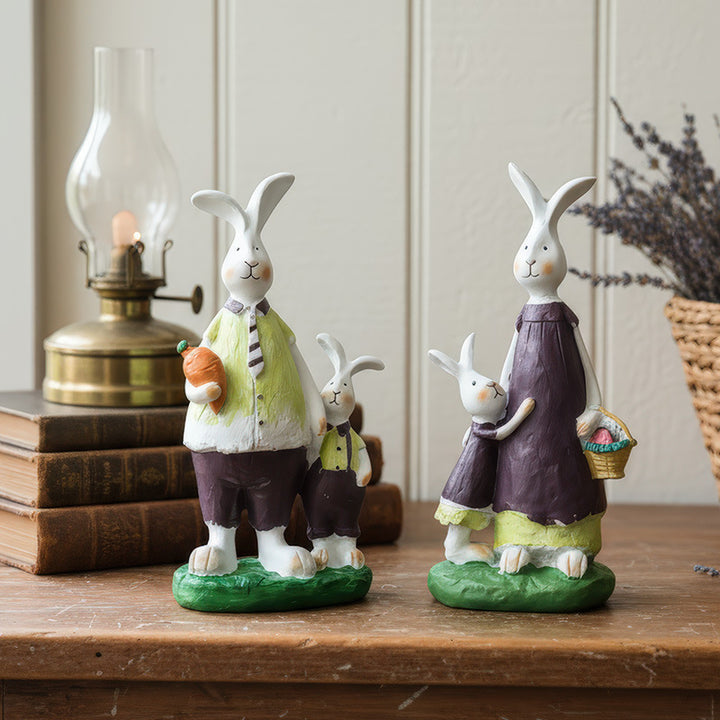 Pair of Rabbit Decorative Figurine made of Natural Resin