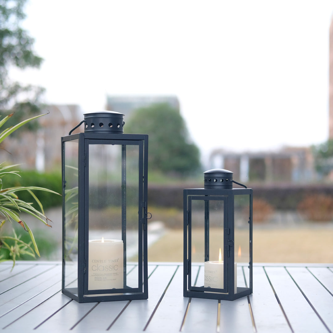 Black metal lantern, dome shape