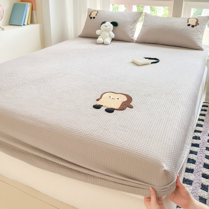 Cotton fitted sheet with cartoon pattern for children