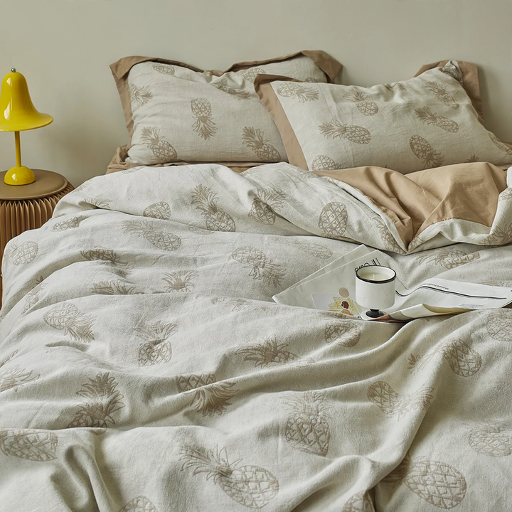 Cotton bedding set, 4-piece, jacquard