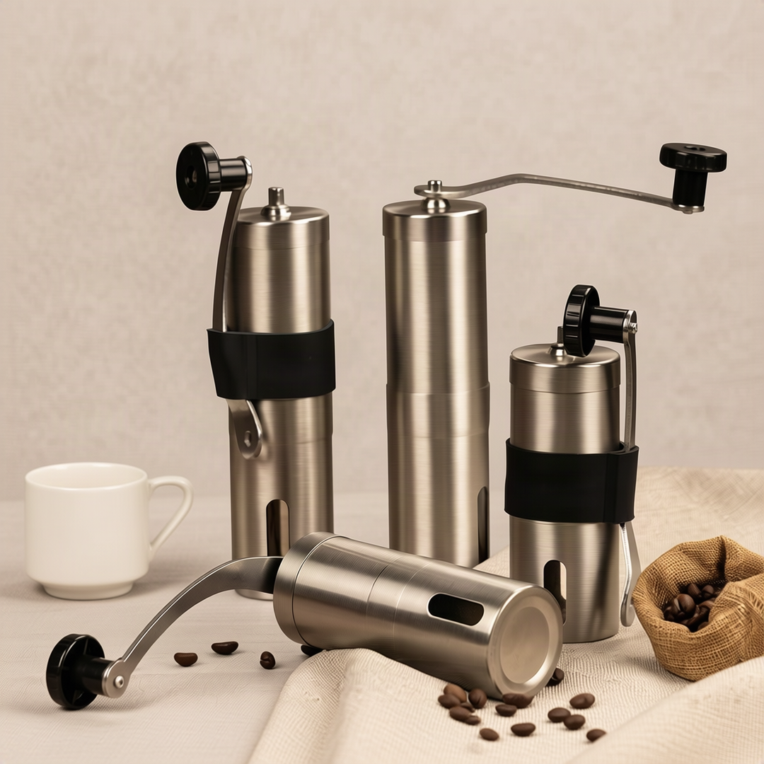 Hand coffee grinder made of stainless steel
