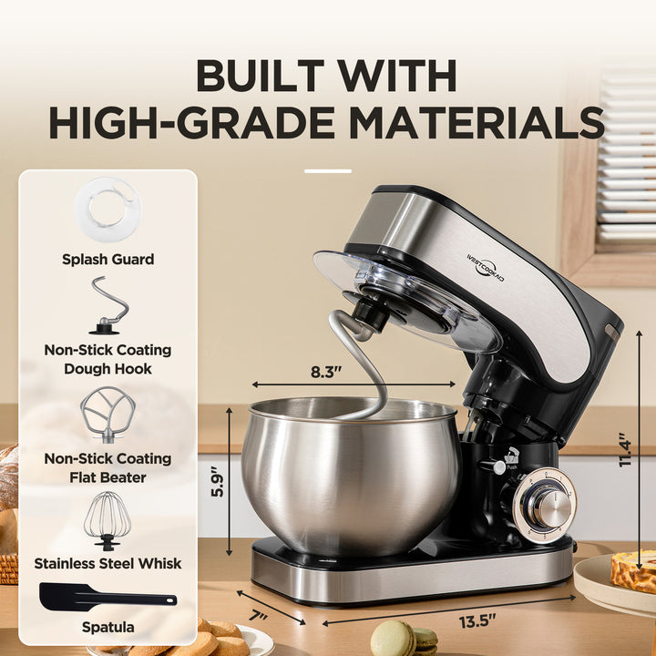 Kitchen machine 5 L, stainless steel, multiple plugs