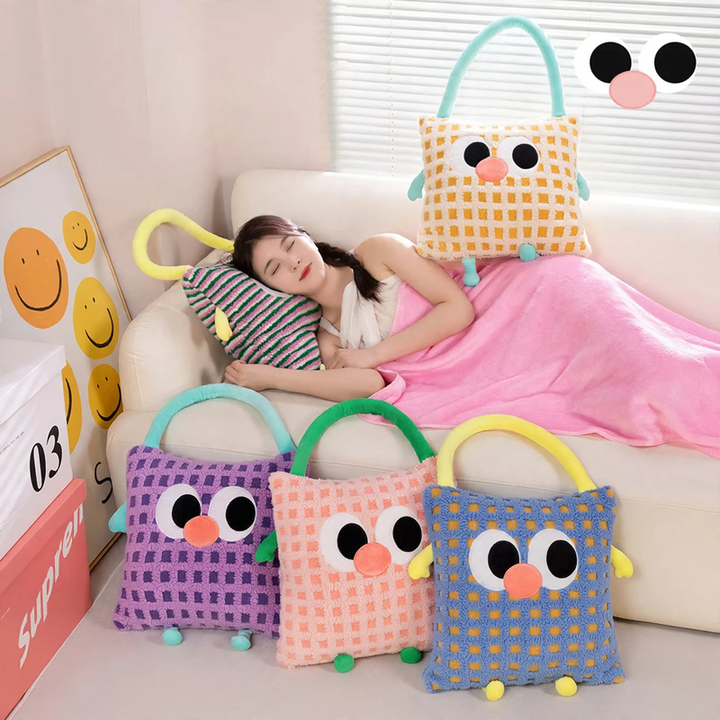 Cuddle cushion and blanket 2-in-1, striped pattern