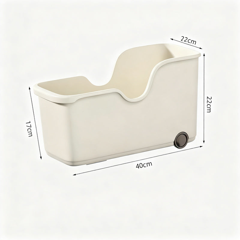 Plastic storage box with wheels