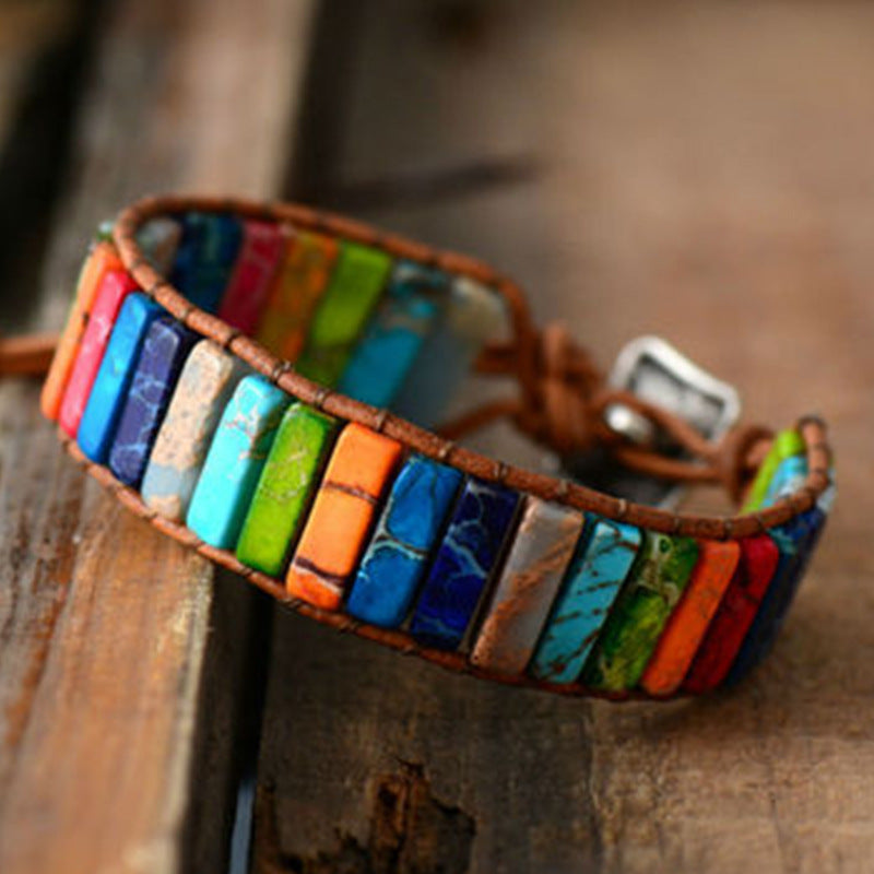 Wrap bracelet made of natural stones