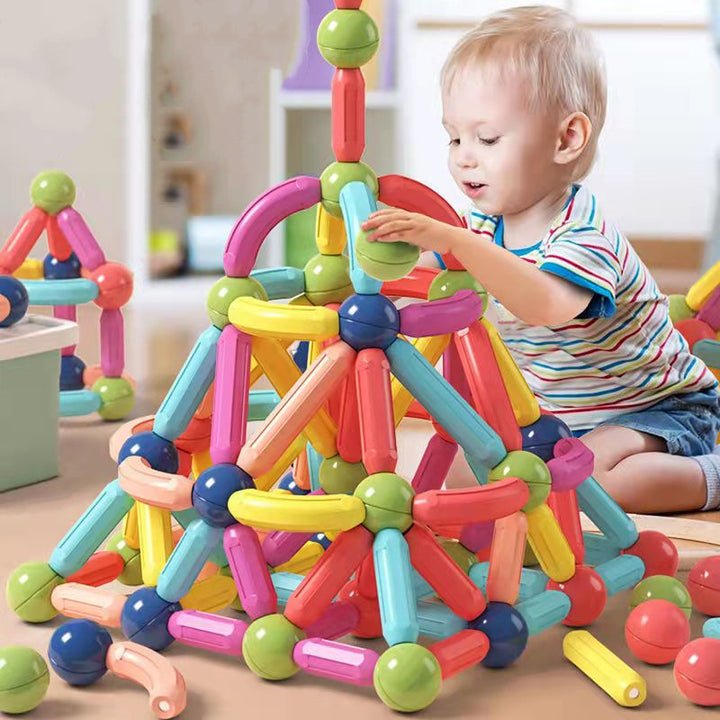 Magnet stick building blocks, multiple sizes