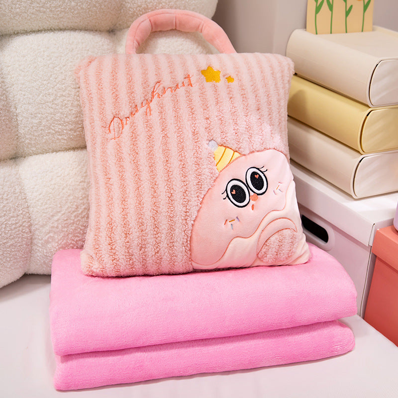 Cuddle cushion and blanket 2-in-1, striped pattern