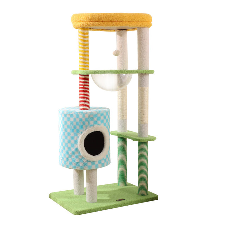 Cat climbing tree, compact, with cave