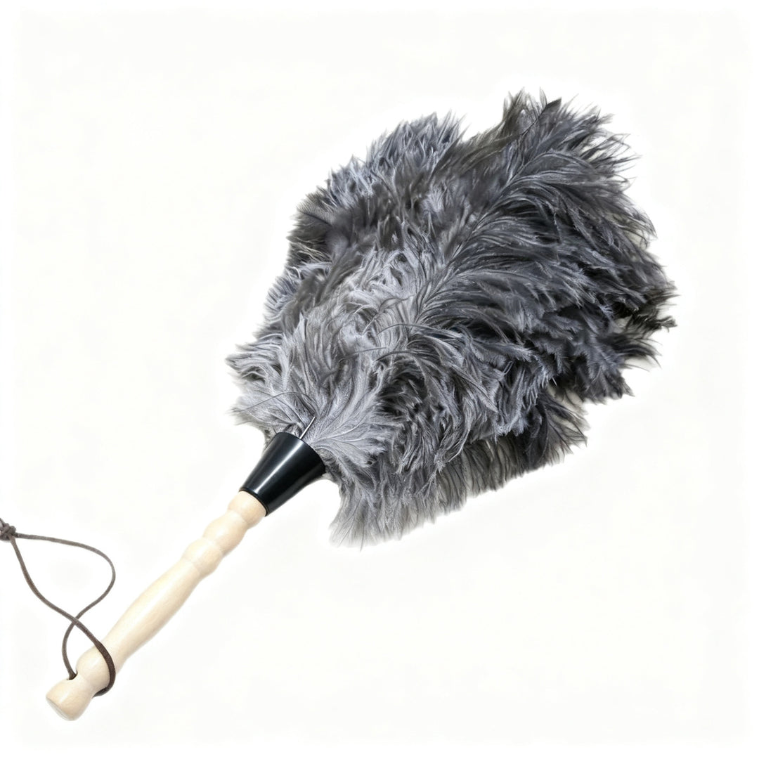 Feather duster made of ostrich feathers, extensible