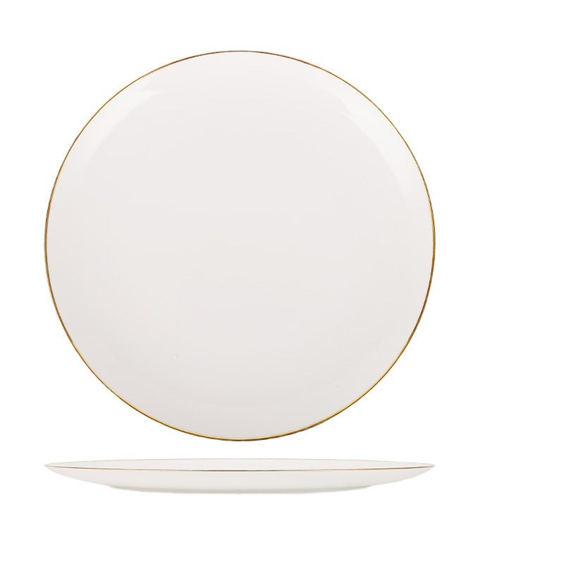 Porcelain dinnerware with gold rim, 25-piece