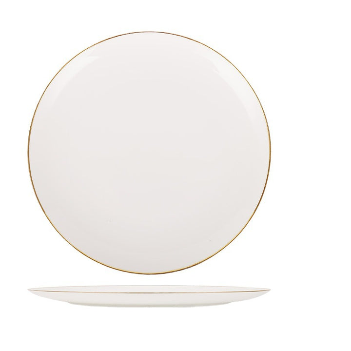 Porcelain dinnerware with gold rim, 25-piece
