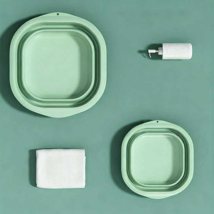 Folding plastic wash basin, portable
