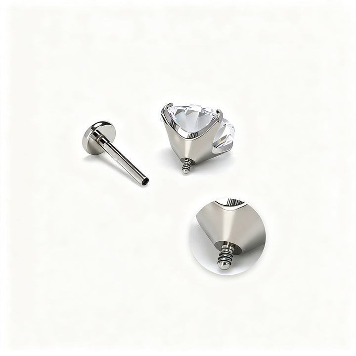 Titanium alloy earrings with zirconia, screw closure