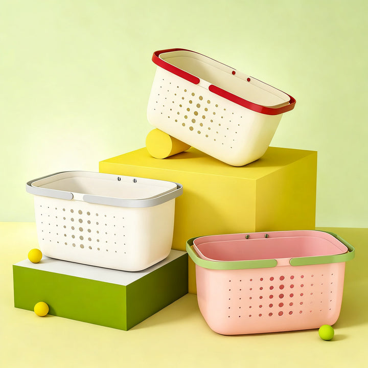 Portable bath basket made of plastic