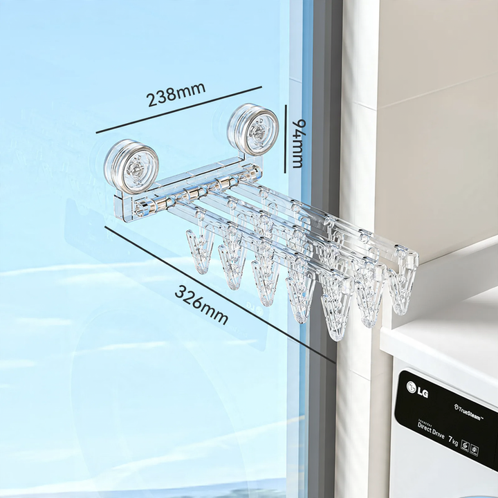 Clothes drying rack with suction cup, foldable, model YM.7002