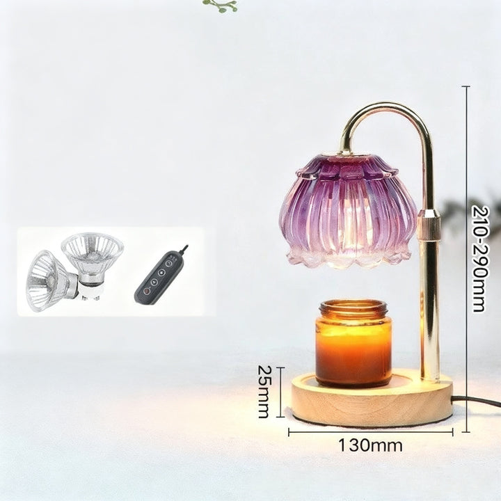 Wax melting lamp with wooden base