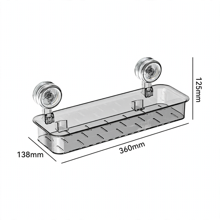 Bathroom shelf with suction cup, wall mountable