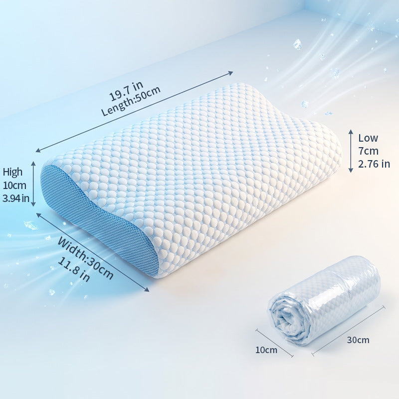 Memory foam neck support pillow with ice crystal cover