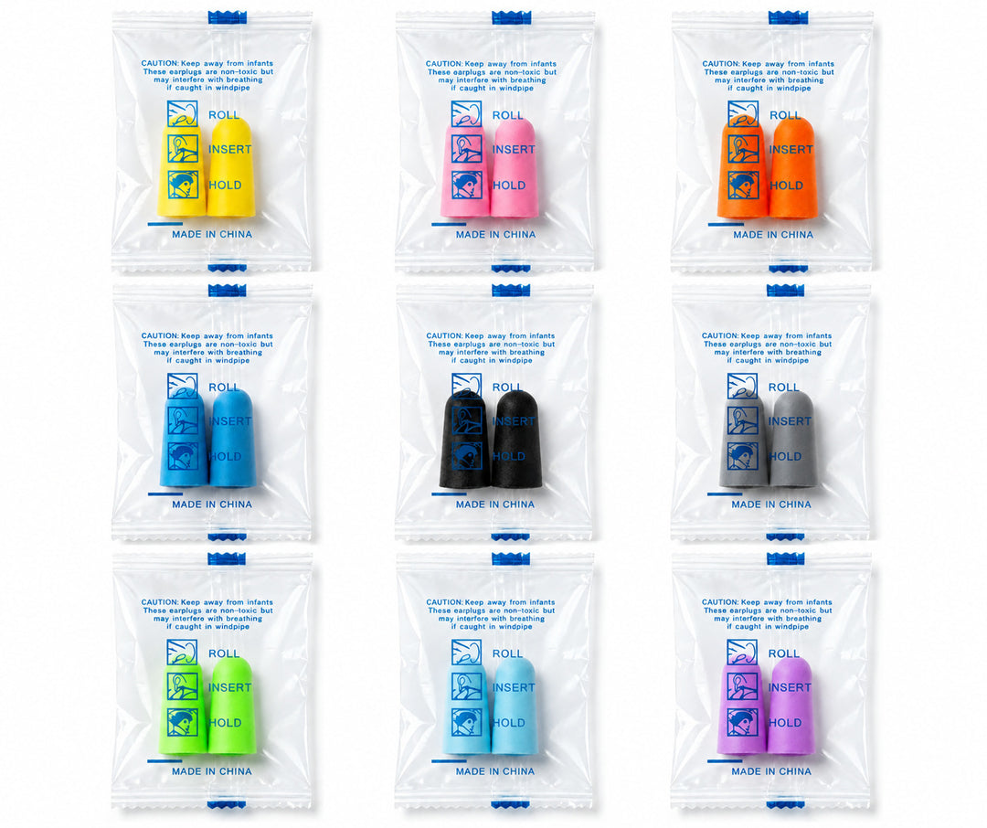 Foam ear plugs, spherical shape, 25×12 mm