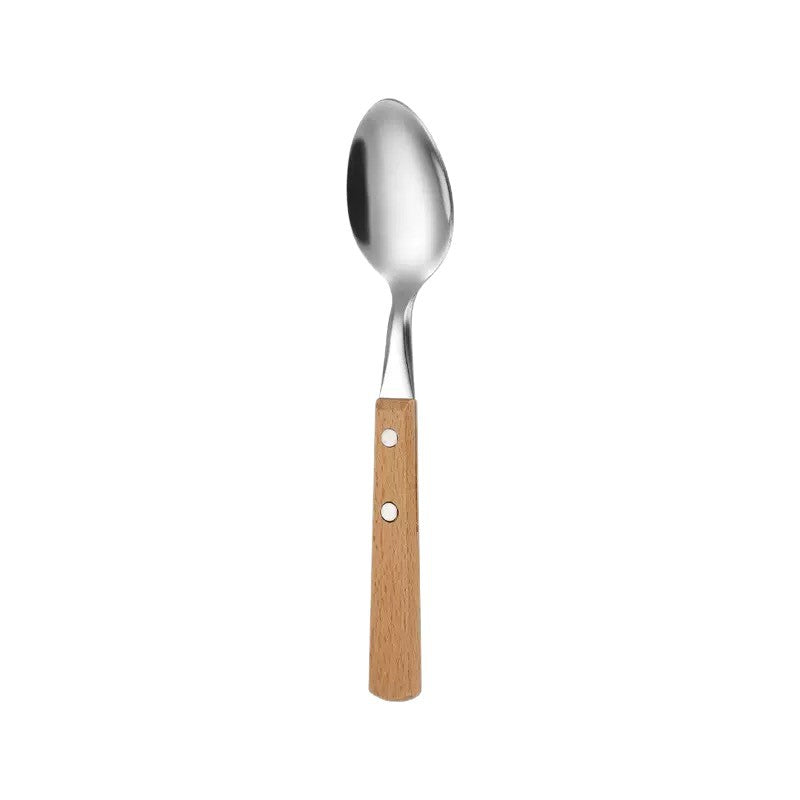 Cutlery set 12-piece, stainless steel with wooden handle