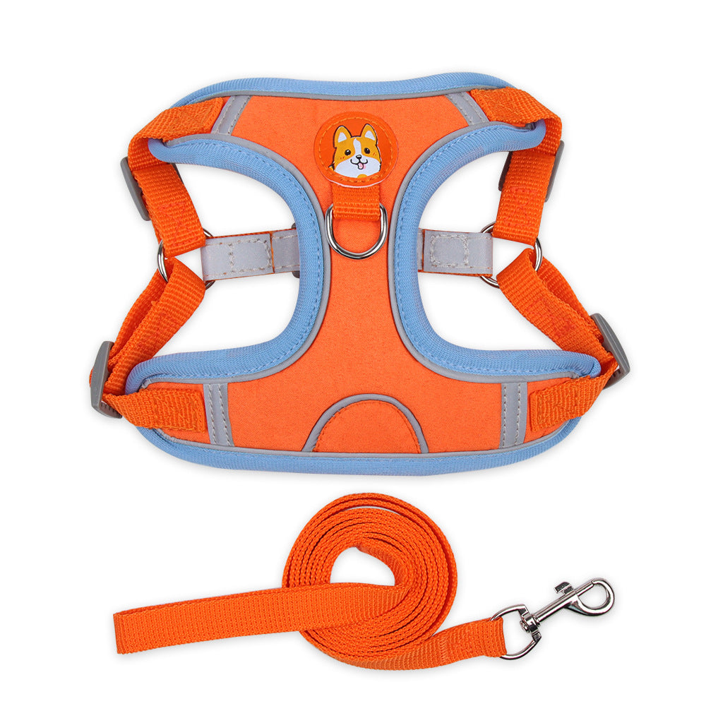 Dog harness made of fabric with leash, XS to XL