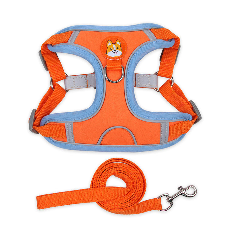 Dog harness made of fabric with leash, XS to XL