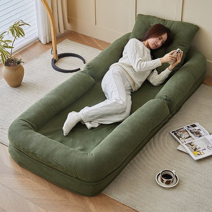 Cord fabric folding sofa, single seat