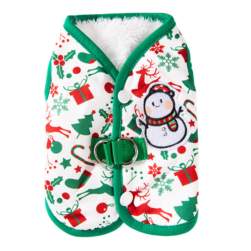 Warm vest for small dogs with snowman design