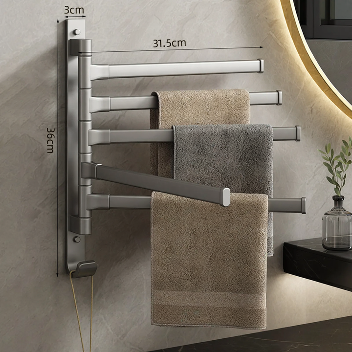 Rotatable towel holder made of aluminum, no drilling