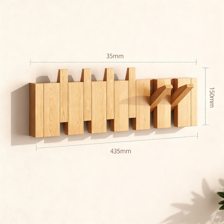 Wood wall coat rack made of beech, 3–12 hooks