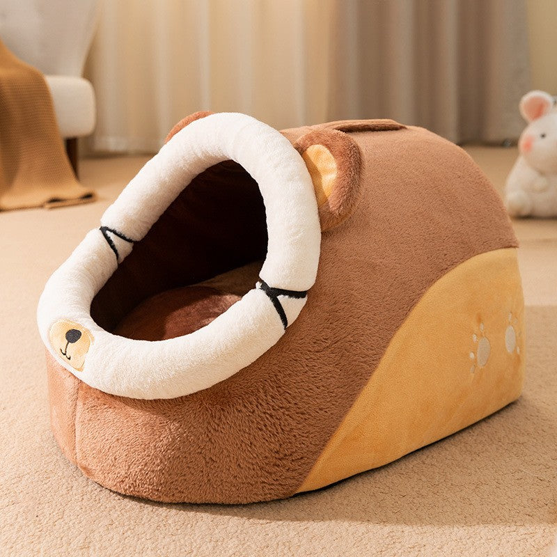 Cat bed, semi-enclosed, washable, year-round