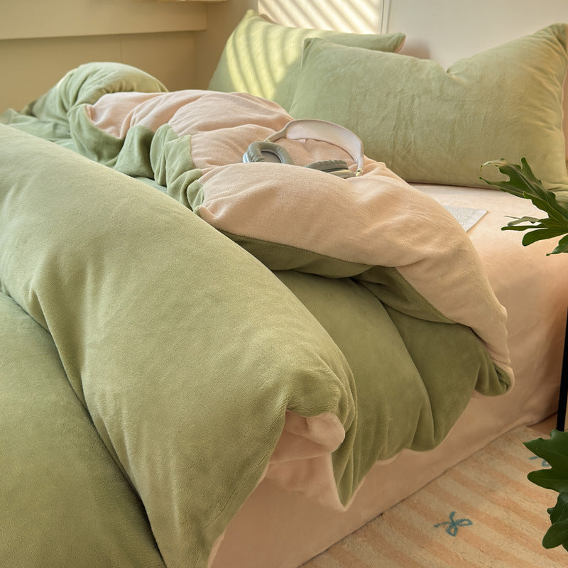 Milk fiber bedding set, winter, double-layered