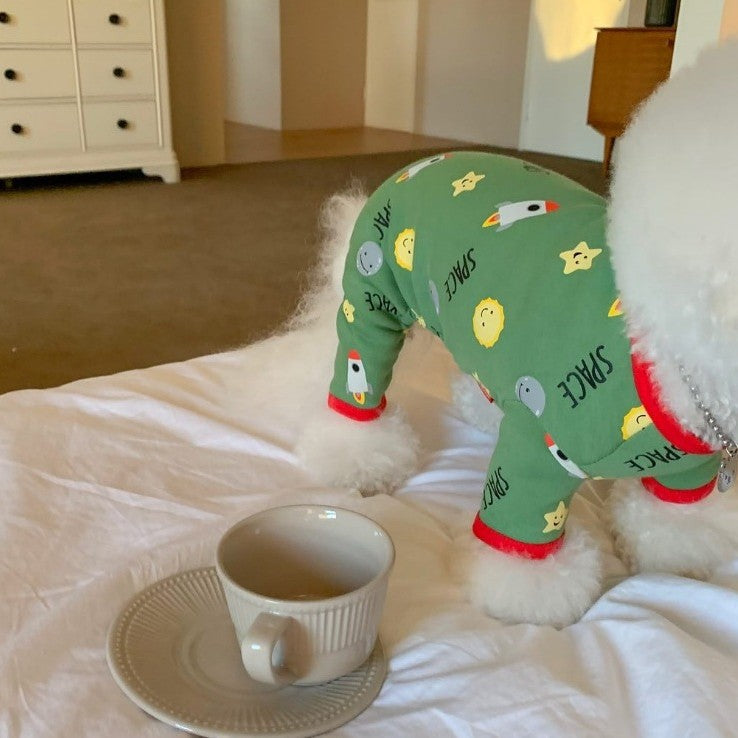 Dog overall with four legs made of fleece