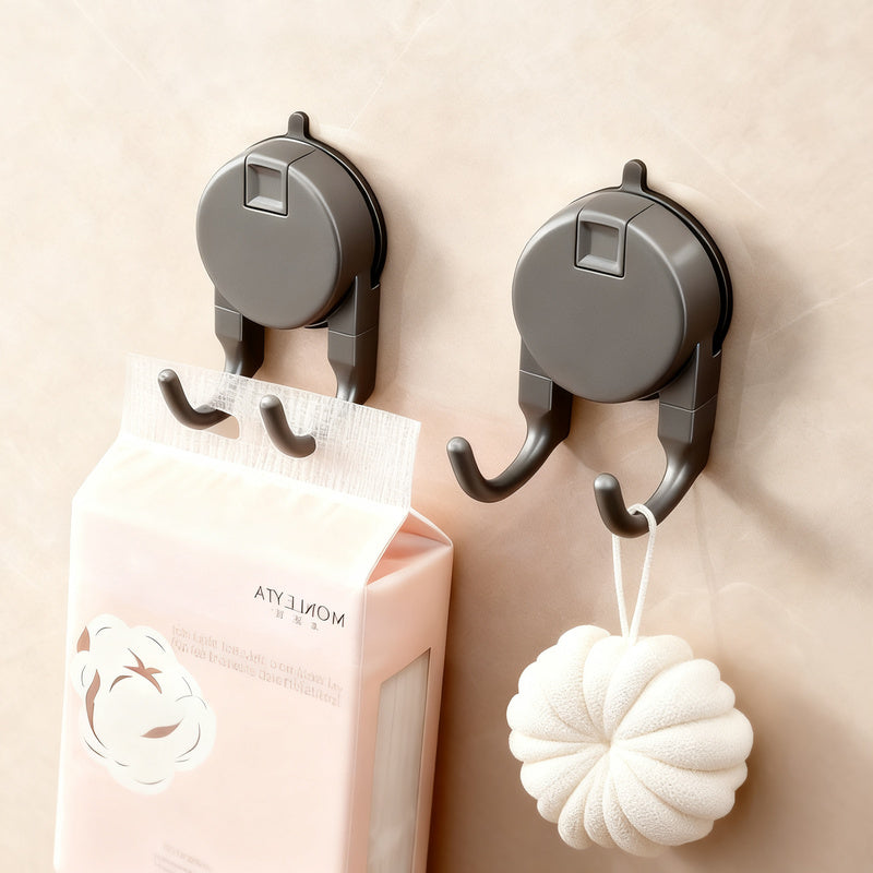 Double suction cup hook, ABS, for towels