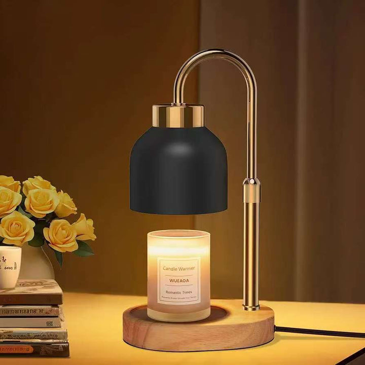 Wax melt table lamp with wooden base