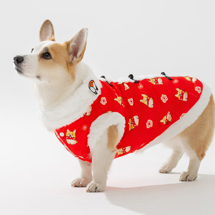 Chinese winter coat for medium dogs with scarf