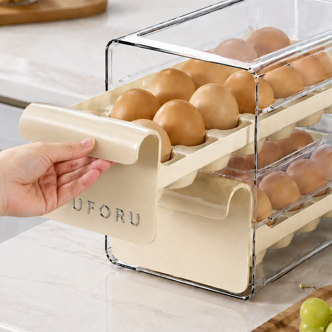 Double Egg Storage Box, Expandable, Plastic
