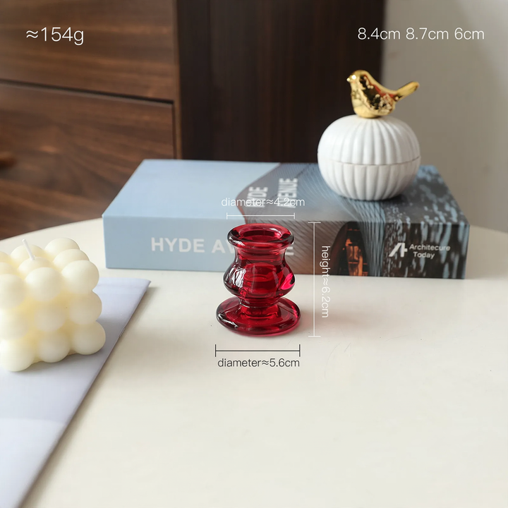 Colored glass candle holders, Nordic design