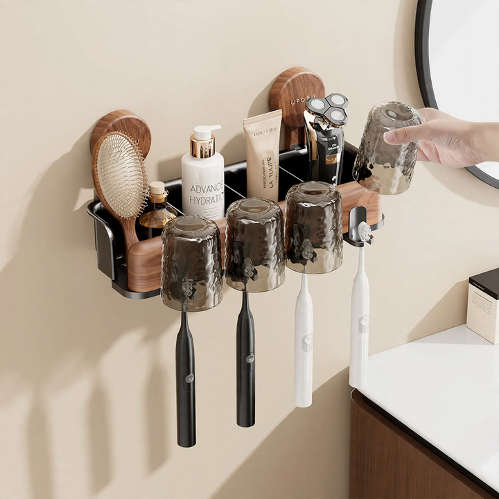 Toothbrush holder with suction cup, no drilling
