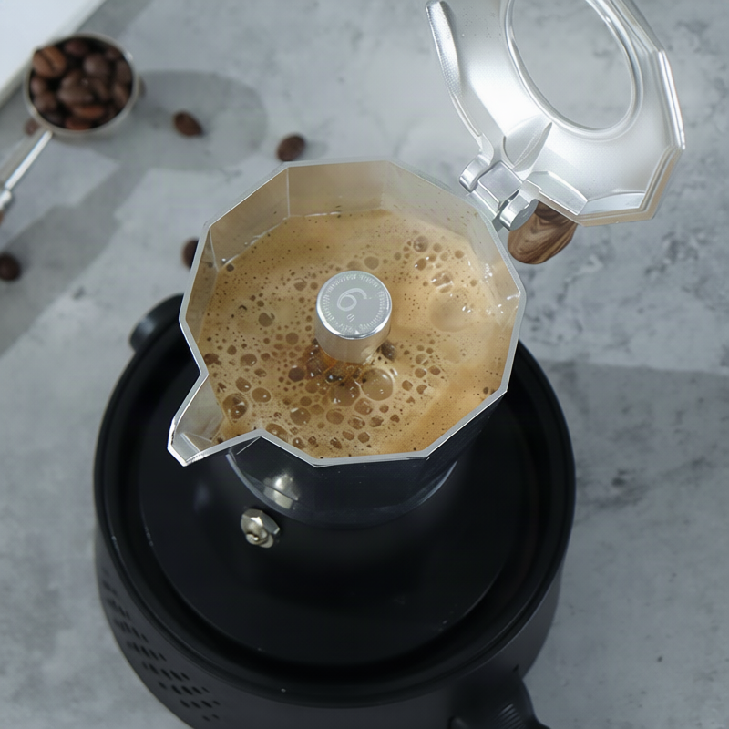 Espresso maker made of stainless steel